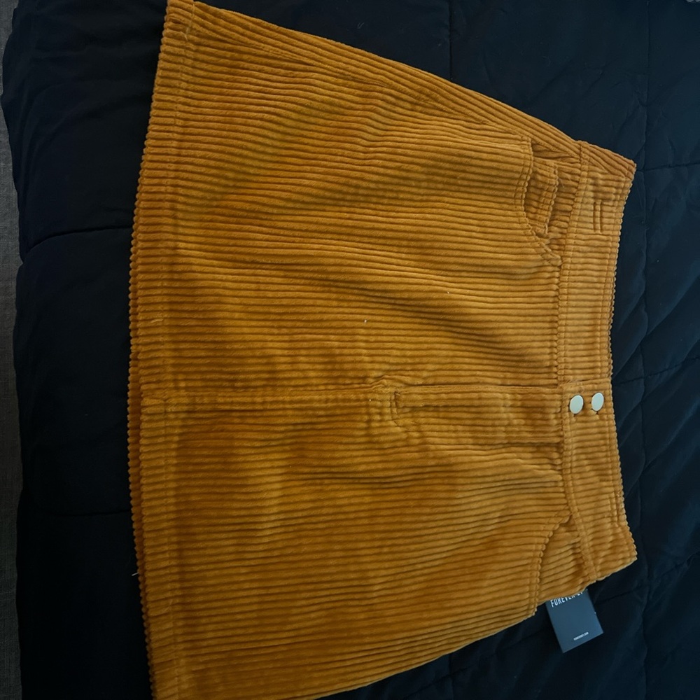 Forever 21 Golden Corduroy A-Line Skirt
